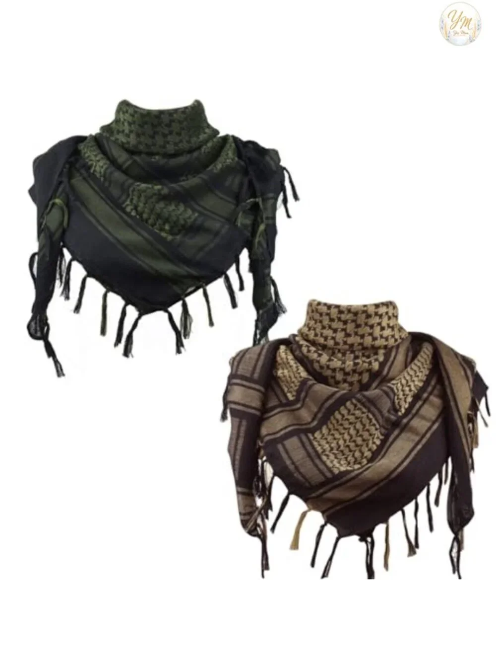 Unisex Cotton Shemagh Keffiyeh Tactical Desert Scarf Neck Head Wrap with Tassel